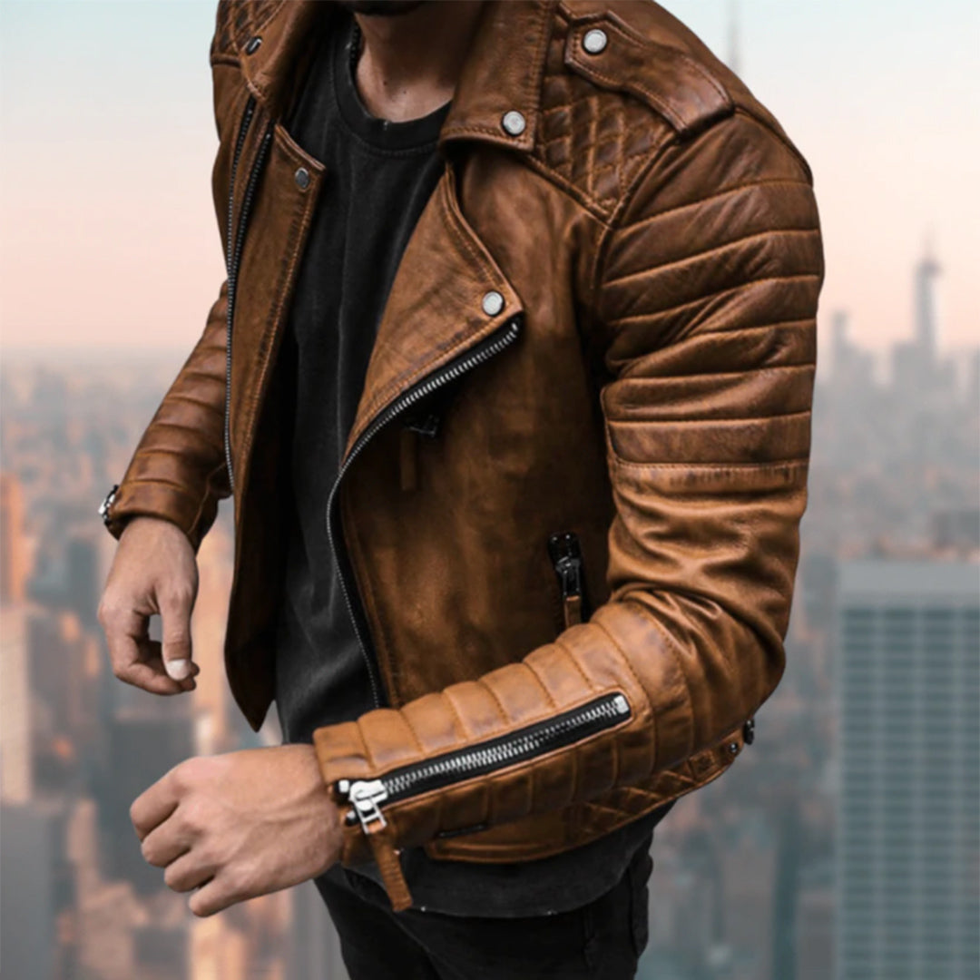 Veste de Cuir Biker pour Homme