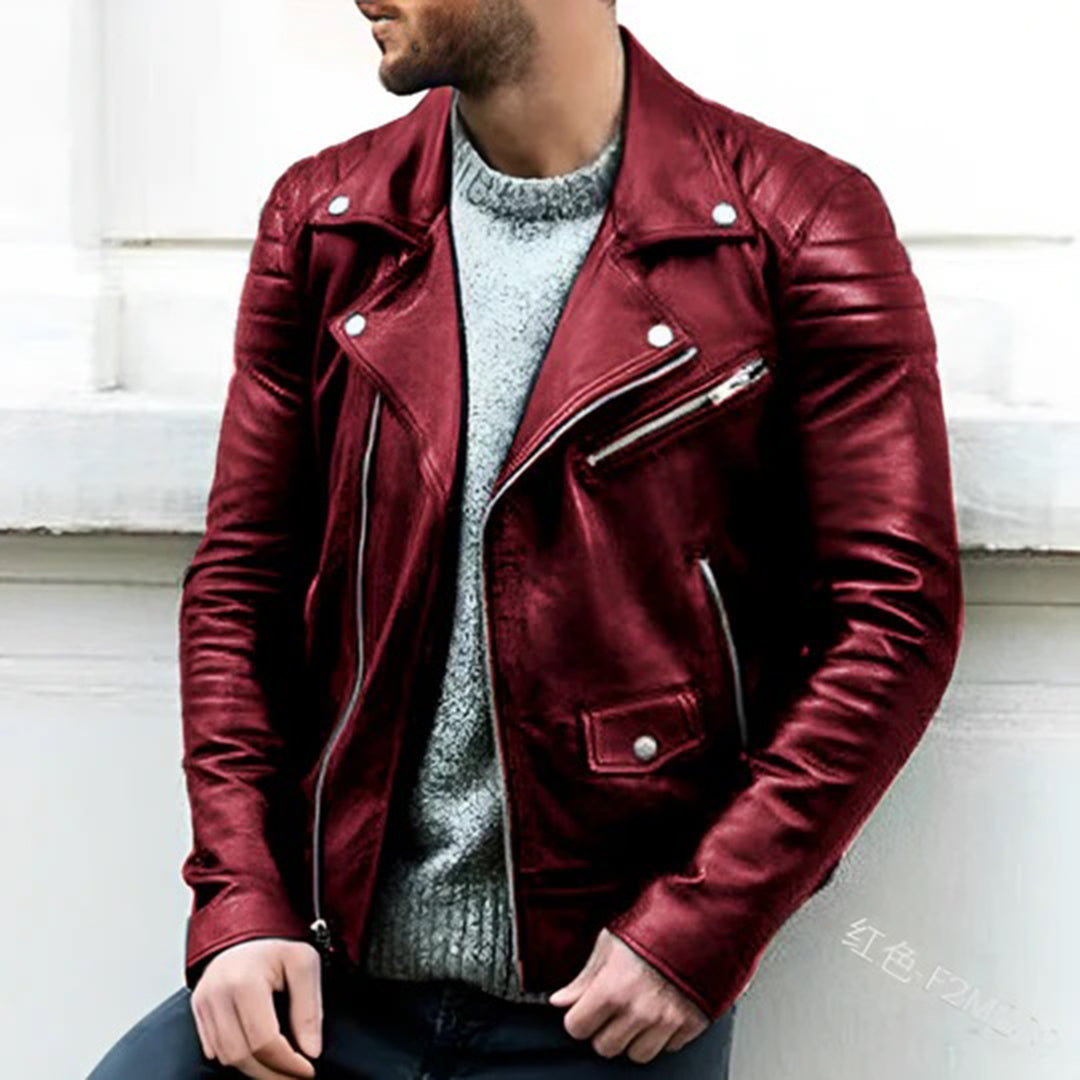 Veste de Cuir Biker pour Homme